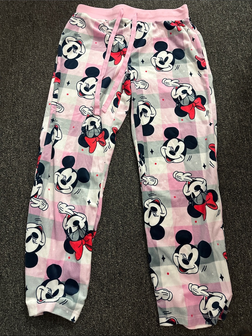 Women’s Disney Pink Mickey Mouse Fleece Pajama Pants Size Medium